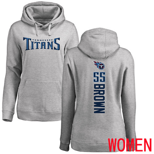 Tennessee Titans Ash Women Jayon Brown Backer NFL Football #55 Pullover Hoodie Sweatshirts